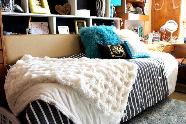 dorm bedding kate spade inspired - Texas Tech Dorm Rooms Tour by popular Texas lifestyle blogger Audrey Madison Stowe