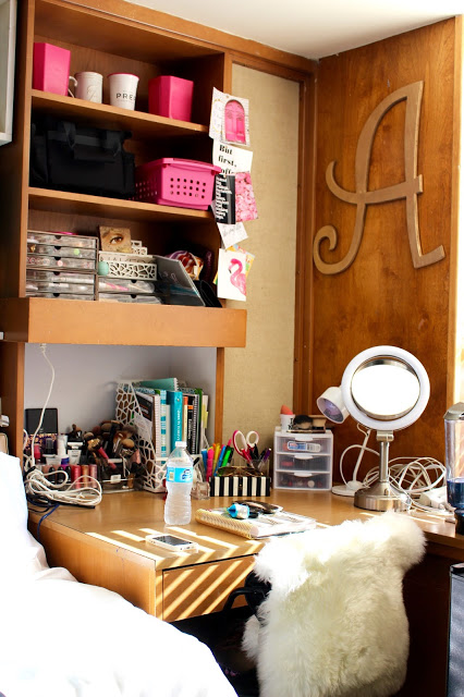 dorm desk overview - Texas Tech Dorm Rooms Tour by popular Texas lifestyle blogger Audrey Madison Stowe