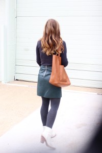 complete outfit of a leather skirt