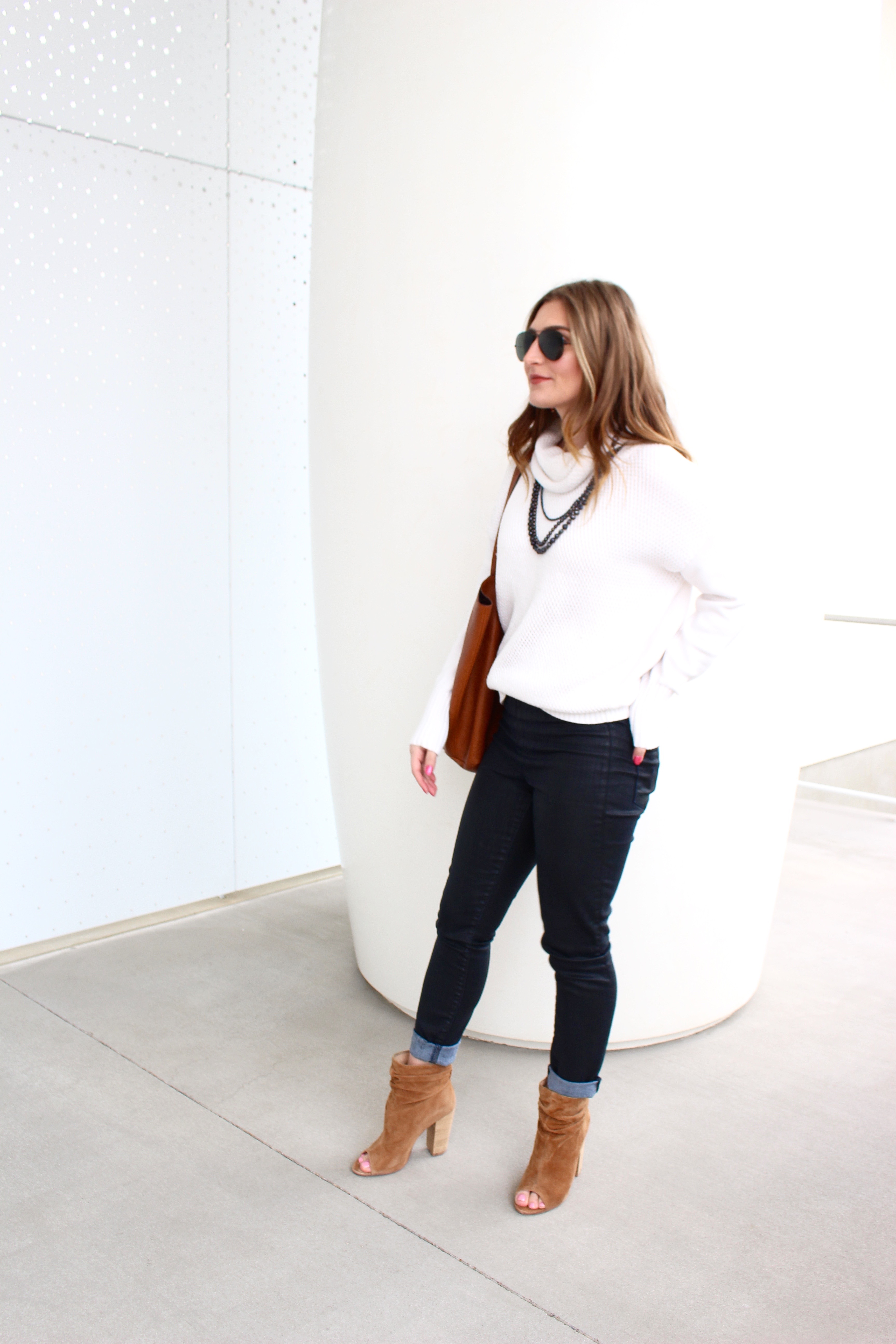 chic style in a white turtleneck