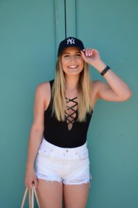 lace up top and white shorts