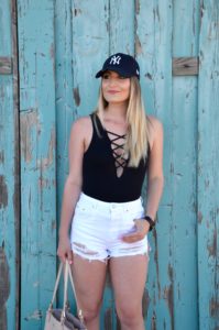 white ripped high waisted shorts