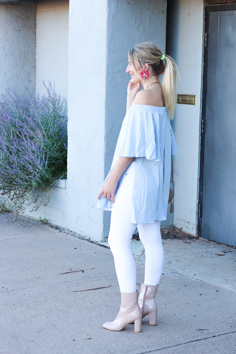 OTS Blue Top & Fall Glam Earrings | AMS Blog