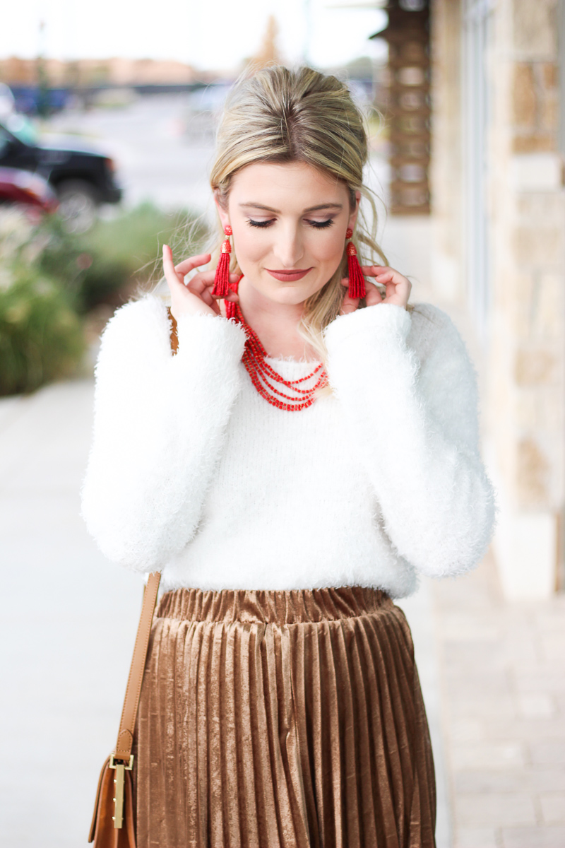 Pleated Midi + Fuzzy Sweater | AMS Blog