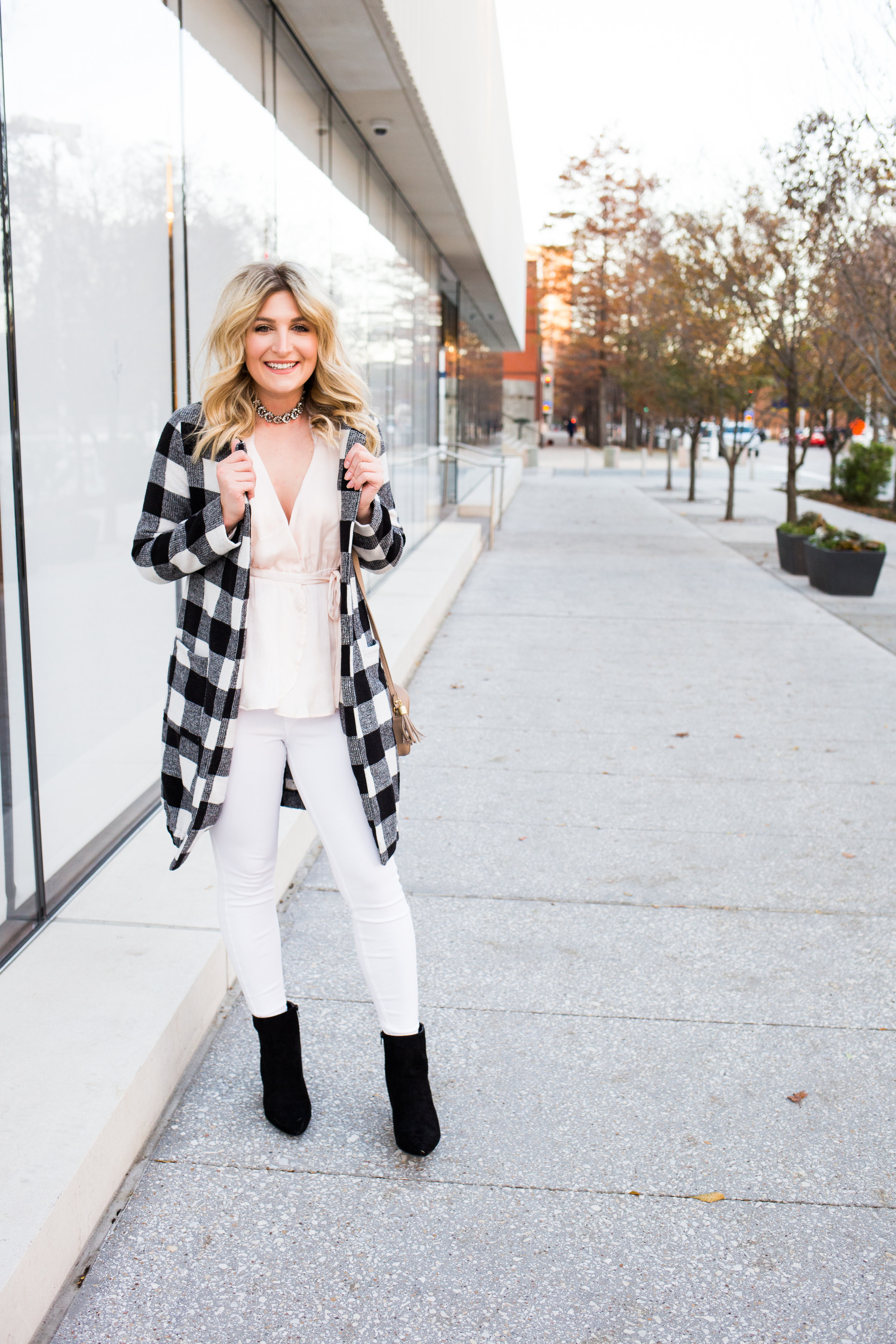 Checkered Winter Coat + Soft Winter Colors | AMS Blog