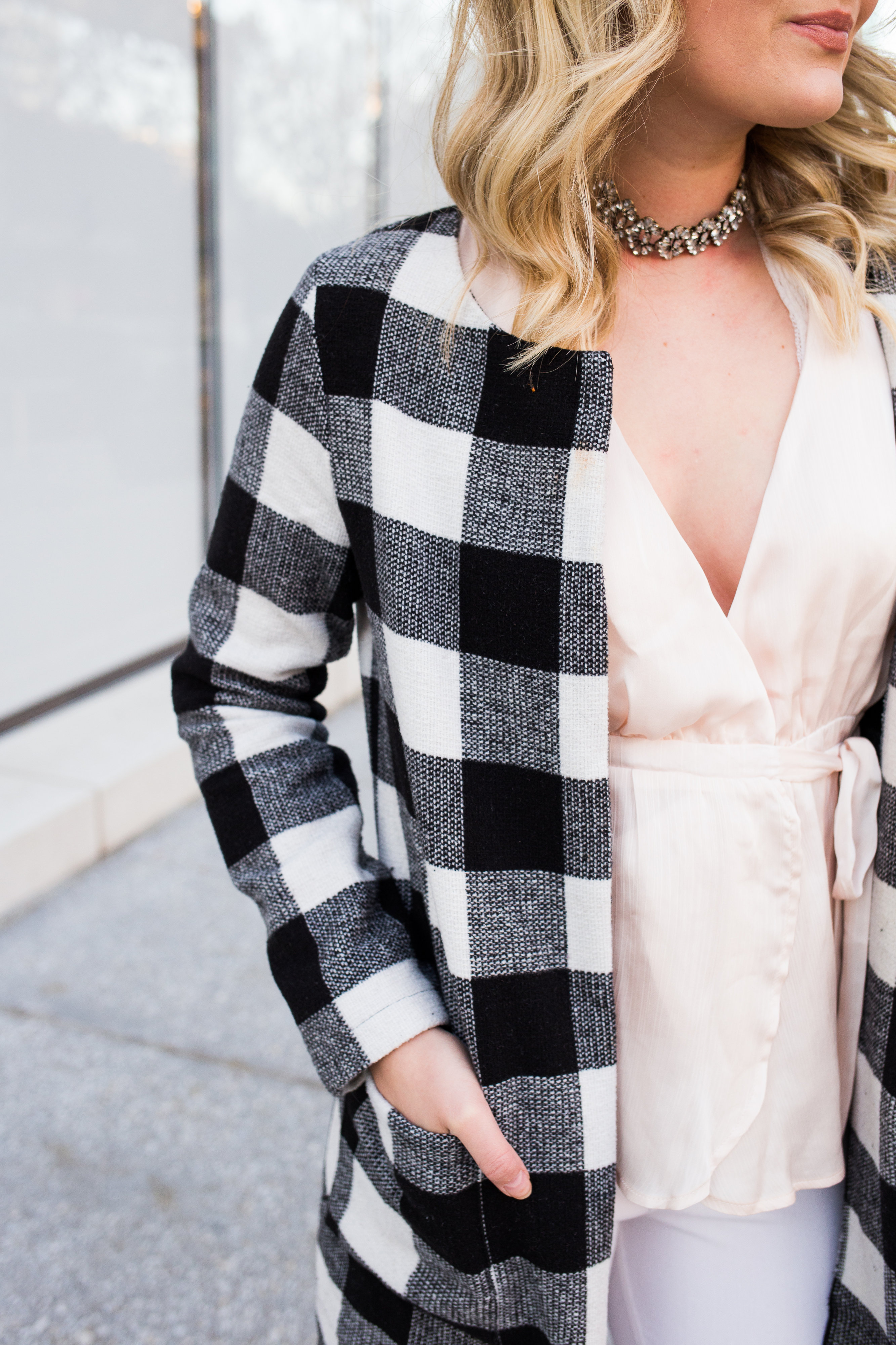 Checkered Winter Coat + Soft Winter Colors | AMS Blog