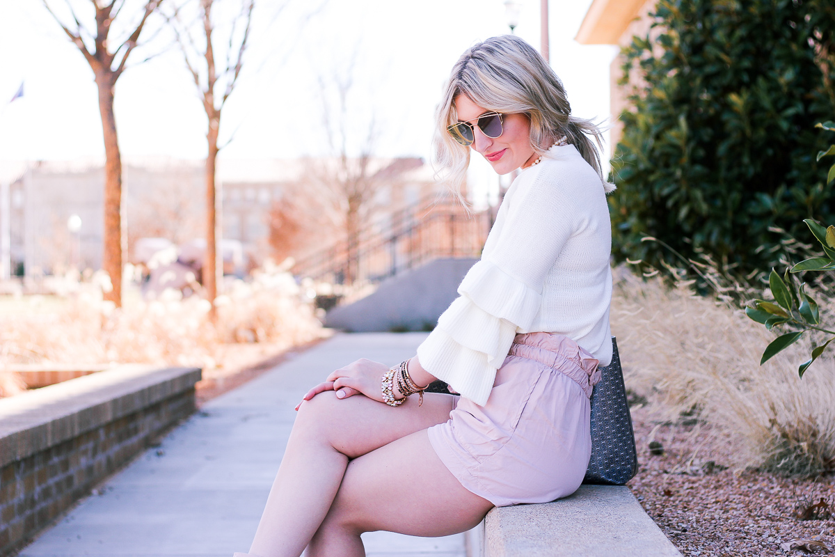 Ready For Spring and Transitioning to Shorts with a Sweater by lifestyle and fashion blogger Audrey Madison Stowe