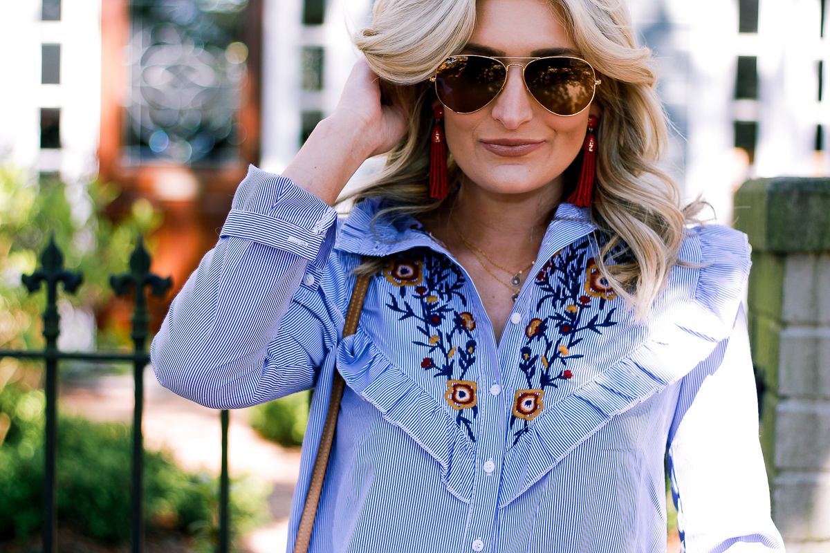 Embroidered Top For Bike Riding in Garden District by lifestyle and fashion blogger Audrey Madison Stowe 