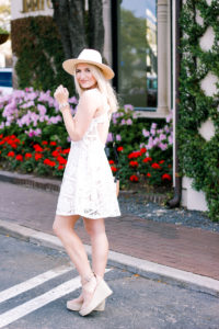 White Lace Dress For Easter by lifestyle and fashion blogger Audrey Madison Stowe