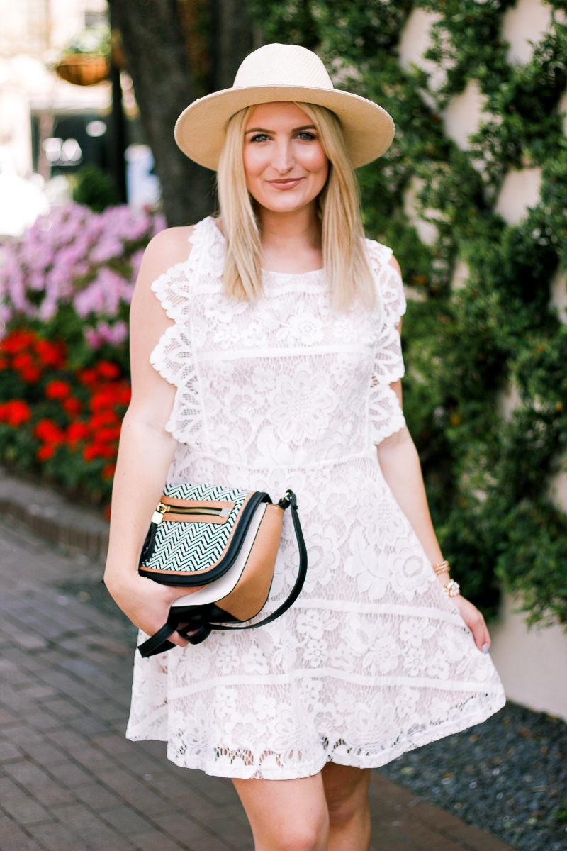 White Lace Dress For Easter by lifestyle and fashion blogger Audrey Madison Stowe