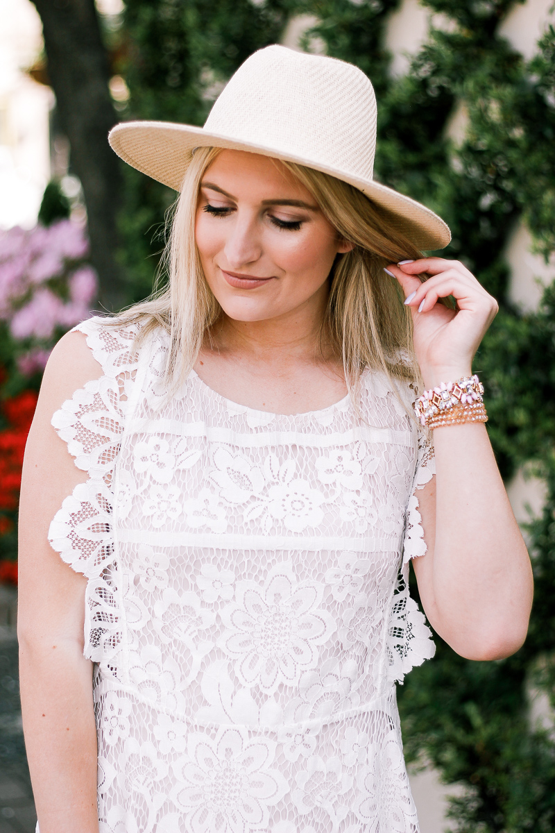 White Lace Dress For Easter by lifestyle and fashion blogger Audrey Madison Stowe