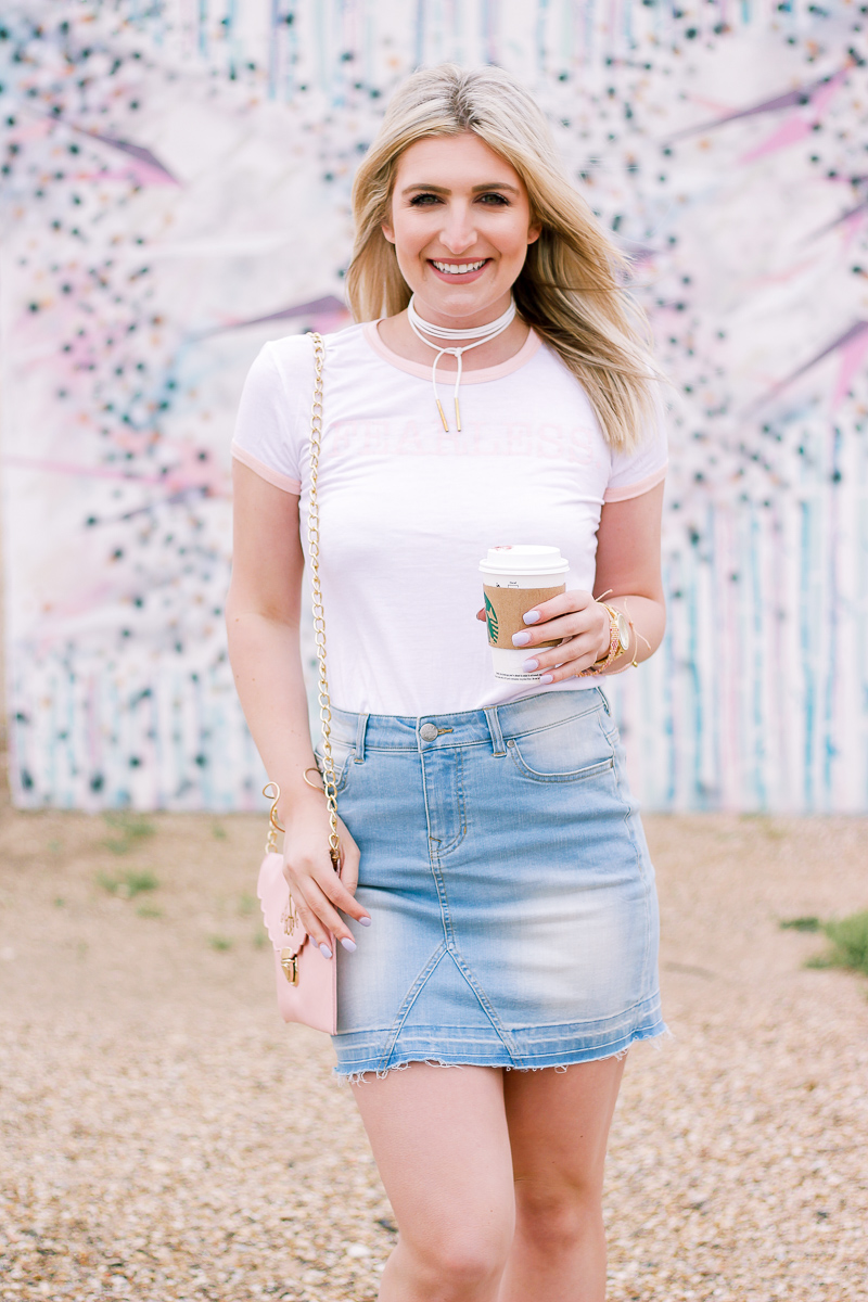 How To Style A Denim Skirt Two Ways by Audrey Madison Stowe a lifestyle and fashion blogger