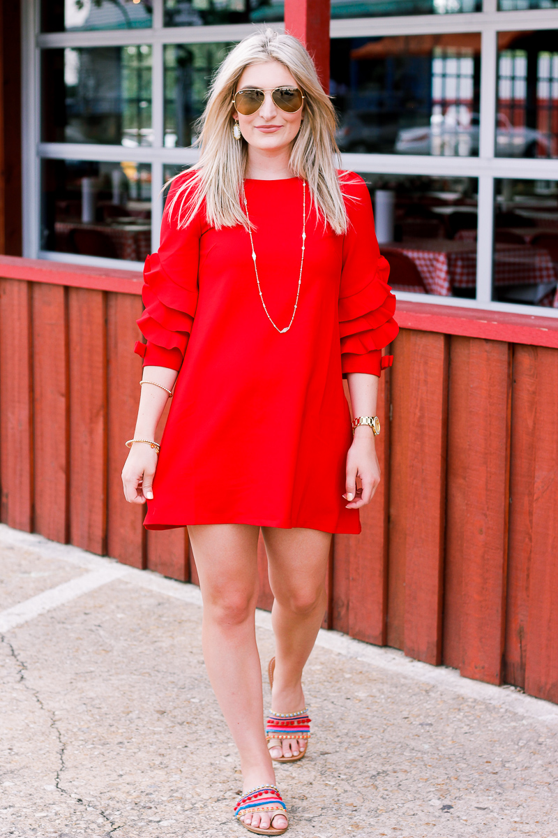 VIP Statement Sleeves Red Dress | https://www.vipme.com/solid-red-ruffle-half-sleeve-a-line-mini-dress_pV0004032101?utm_source=pinterest&utm_medium=SI&utm_campaign=Audrey_Stowe | Use code Audrey569 to get $5 off your order | Fashion and lifestyle blogger | @VIPme @pinner6892317