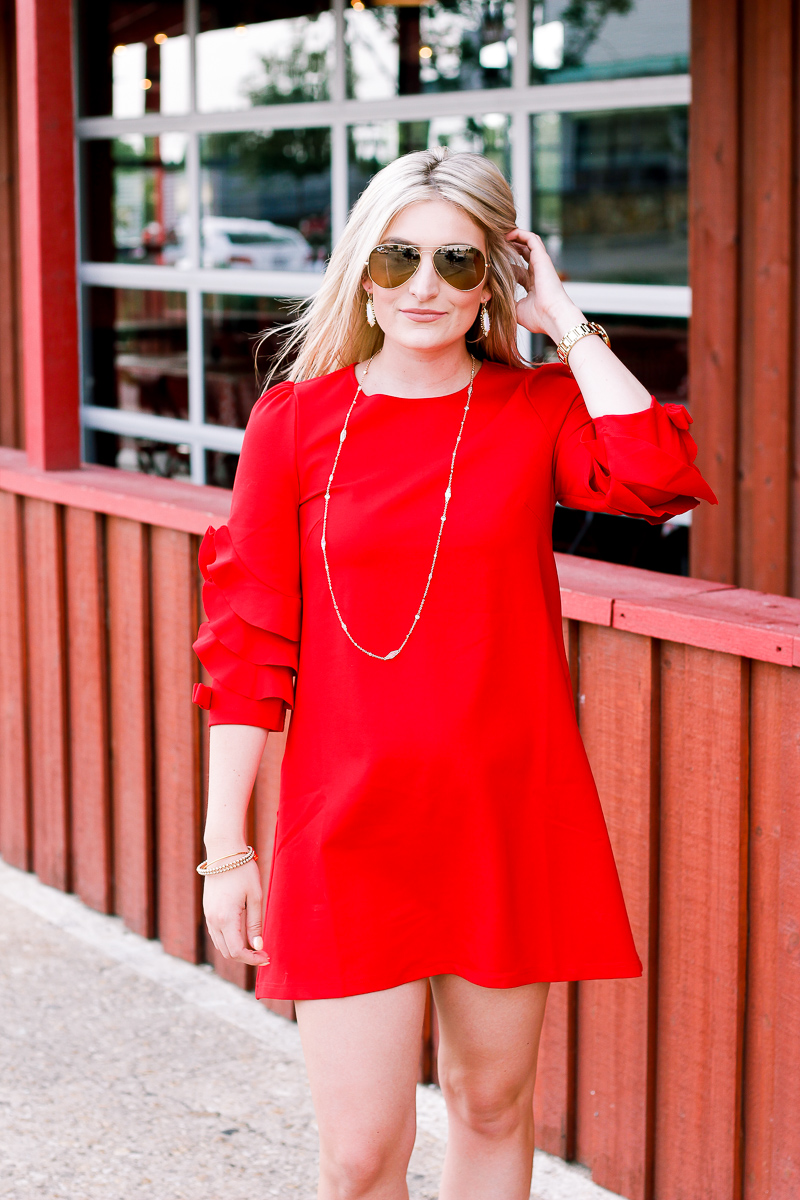 VIP Statement Sleeves Red Dress | https://www.vipme.com/solid-red-ruffle-half-sleeve-a-line-mini-dress_pV0004032101?utm_source=pinterest&utm_medium=SI&utm_campaign=Audrey_Stowe | Use code Audrey569 to get $5 off your order | Fashion and lifestyle blogger | @VIPme @pinner6892317