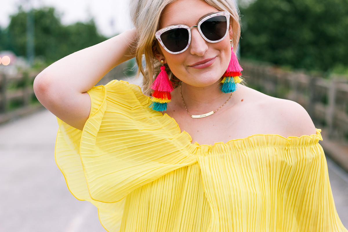 A Colorful Summer | Yellow and Fiesta Earrings | Fashion and lifestyle college blogger Audrey Madison Stowe|