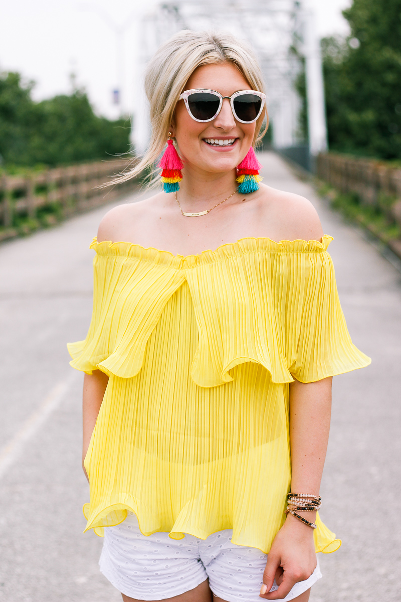 A Colorful Summer | Yellow and Fiesta Earrings | Fashion and lifestyle college blogger Audrey Madison Stowe|