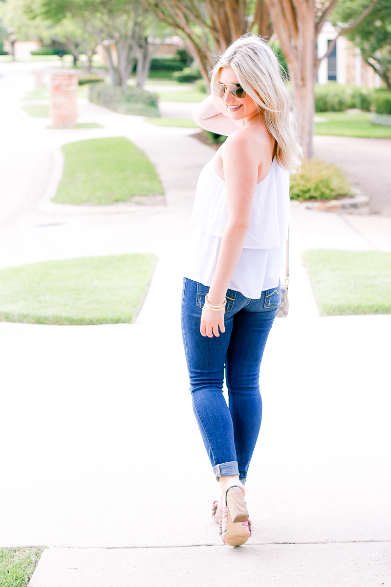 White One Shoulder Top + Bows on My Toes | Audrey Madison Stowe fashion and lifestyle blogger | Texas based | Easy Summer Look