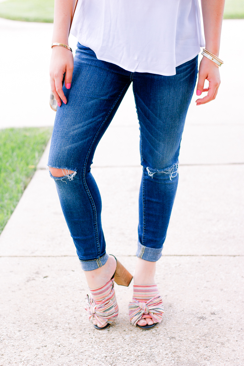 White One Shoulder Top + Bows on My Toes | Audrey Madison Stowe fashion and lifestyle blogger | Texas based | Easy Summer Look