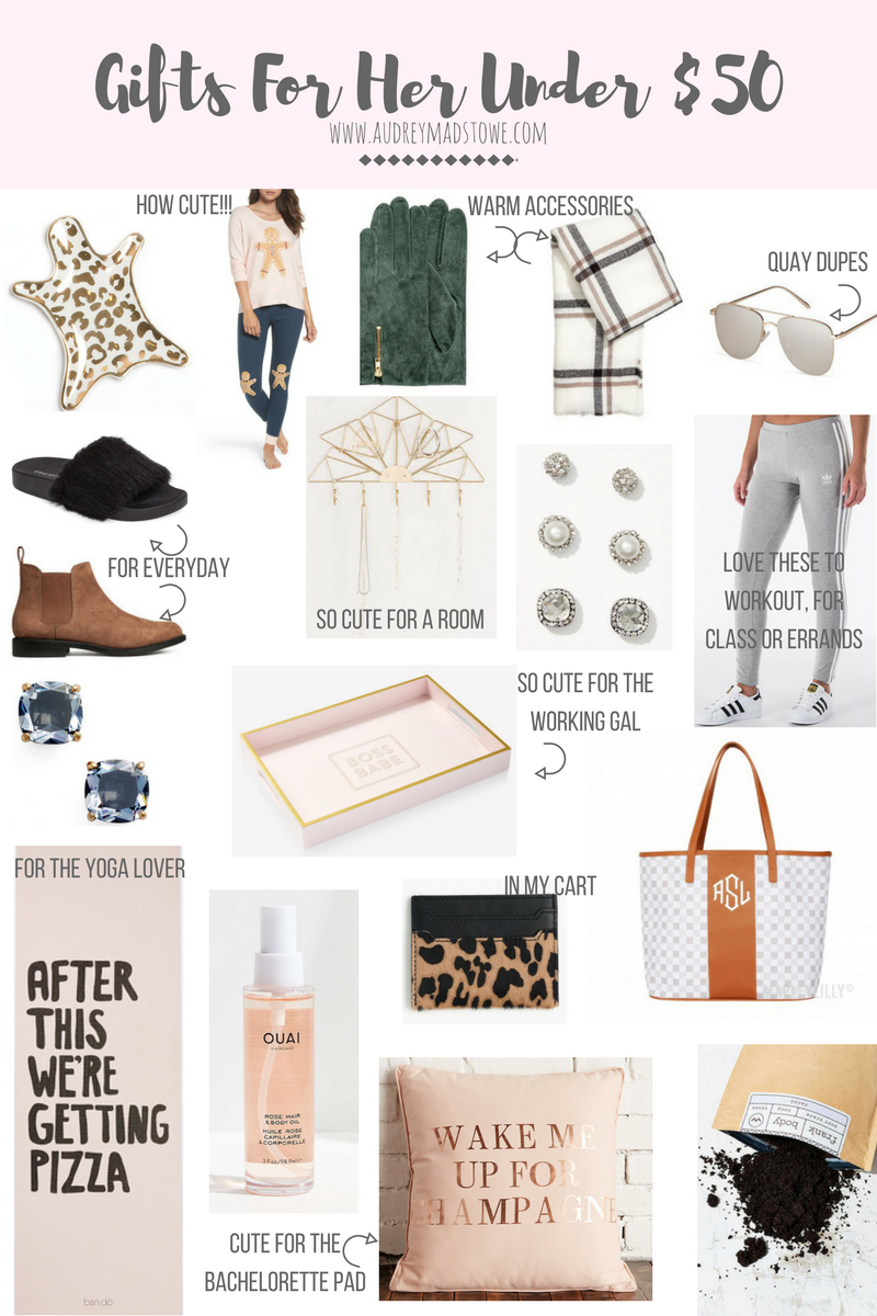 Gift Guide For Her Under $50 | Budget Style | Holiday gifts | Audrey Madison Stowe a fashion and lifestyle blogger