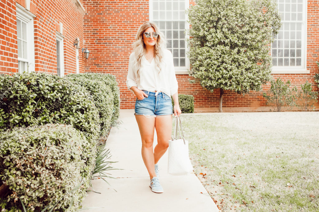 White Blouse + Sporty Flat For Every Day | Audrey Madison Stowe a fashion and lifestyle blogger - White Work Blouse styled by popular Texas fashion blogger Audrey Madison Stowe