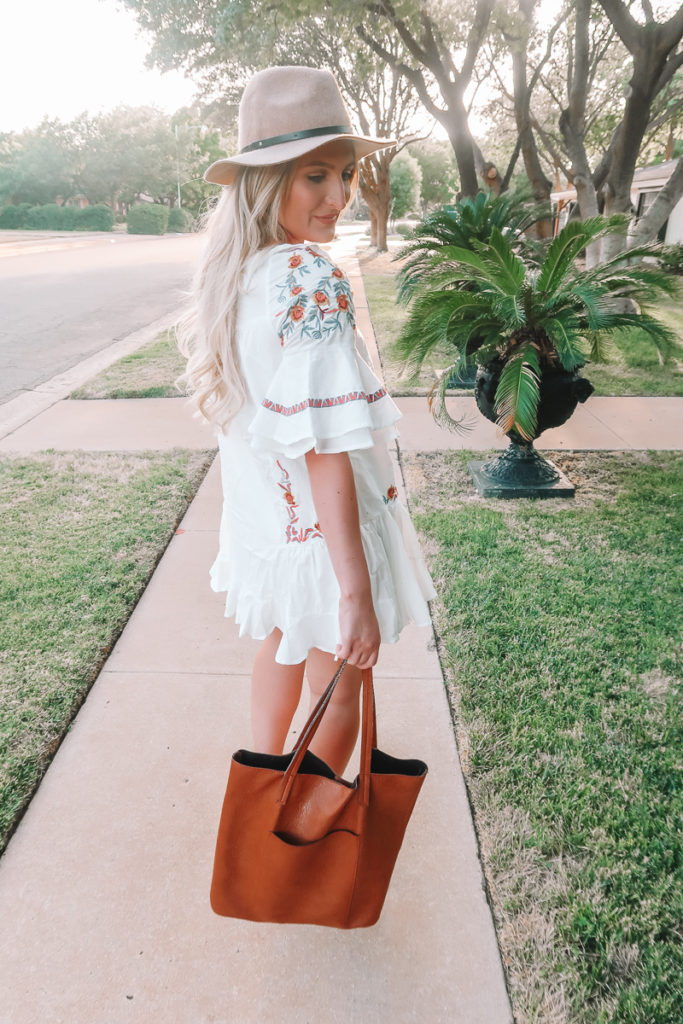 The Floral Embroidered Dress To Transition You To Fall featured by popular Texas fashion blogger Audrey Madison Stowe