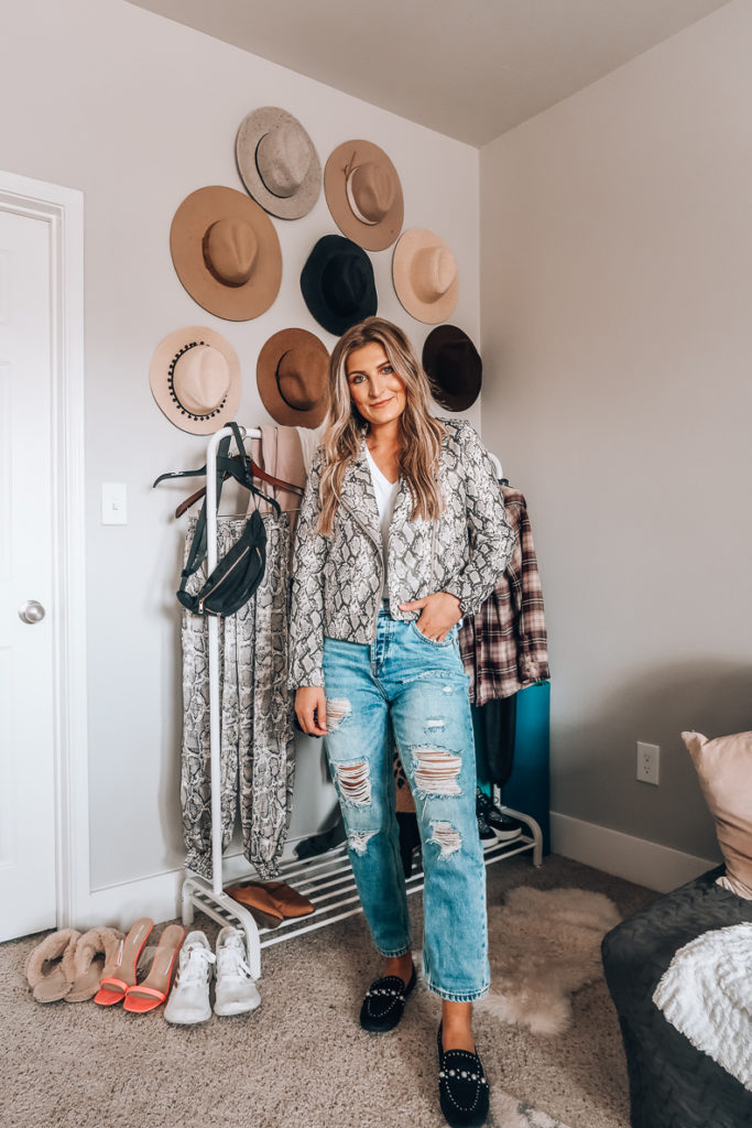 Snake skin moto Jacket | Audrey Madison Stowe a fashion and lifestyle blogger in Texas