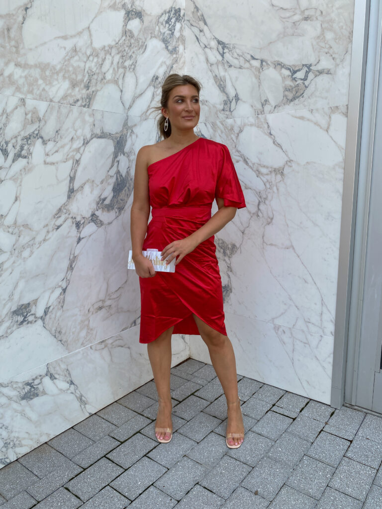 Vibrant Red dress / Summer To Fall Wedding Guest Dresses | Affordable Amazon event dresses | Audrey Madison Stowe 