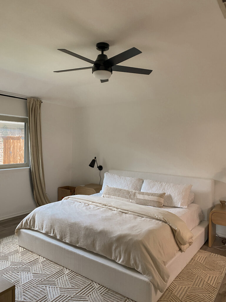 Master Bedroom For Cozy Simple Vibes. Hunter Fan Co Fan | Audrey Madison Stowe