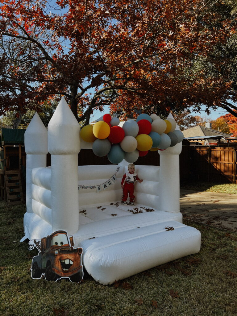 Inflatable bounce house for a 2nd birthday party